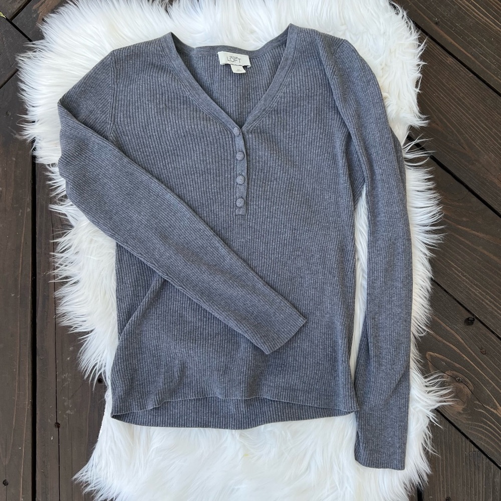 Ann Taylor Loft half button sweater